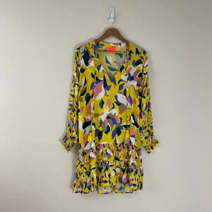 Maaji Diving For Corals Yellow Floral Mini Dress Size Medium